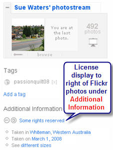Image of how to locatie the Flickr license